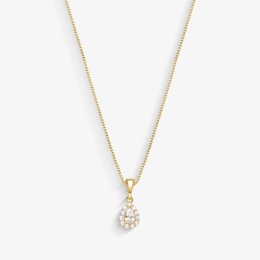 Colar Gota Borda Cravejada Folheado a Ouro 18K