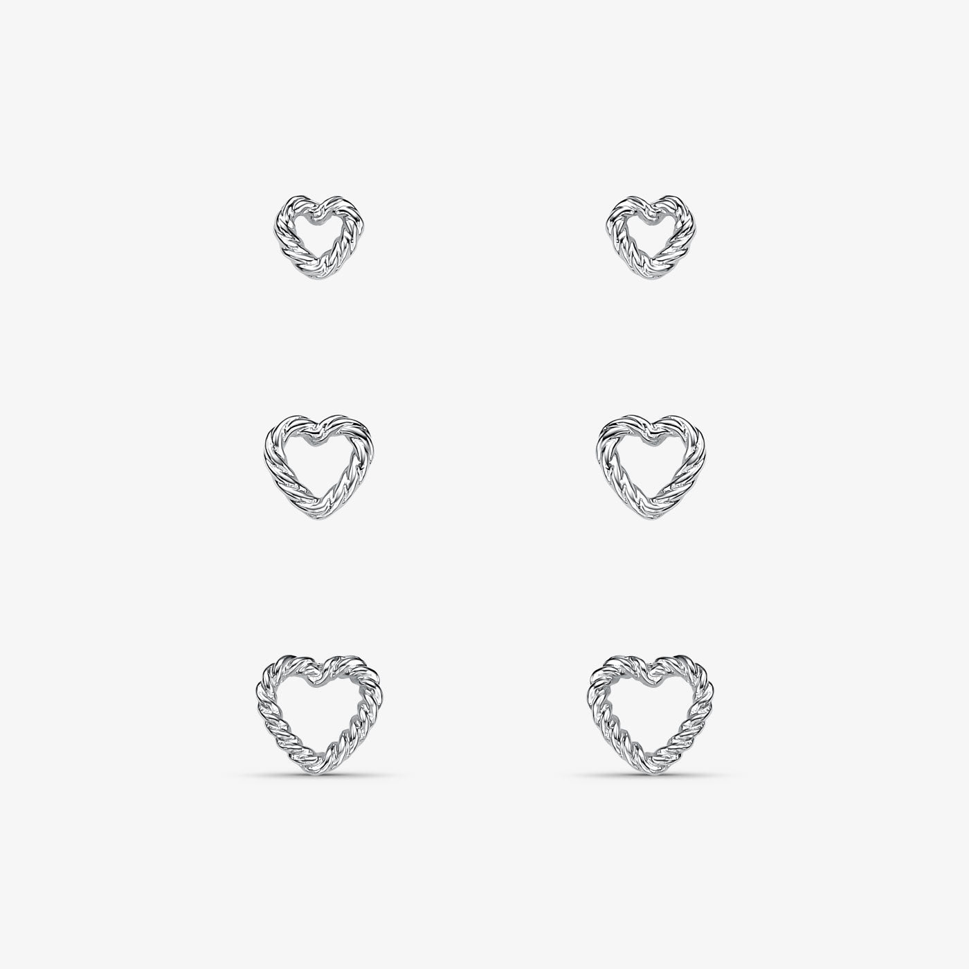 Brinco Trio Coração Folheado a Prata