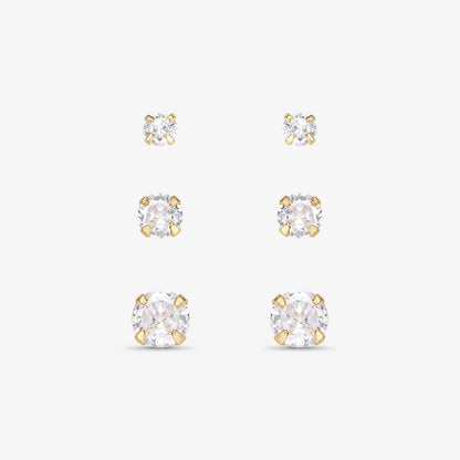 Brinco Trio de Zircônias Folheado a Ouro 18K