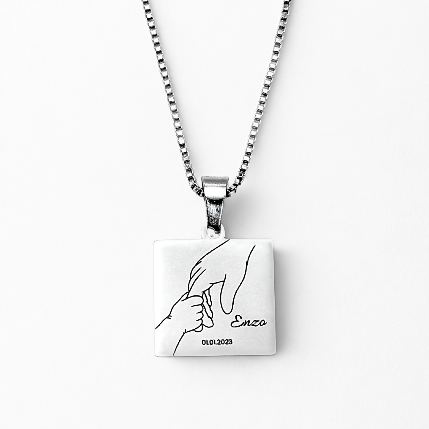 Colar Aço Personalizado Quadrado