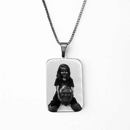 Colar Aço Personalizado Medalha Retângular