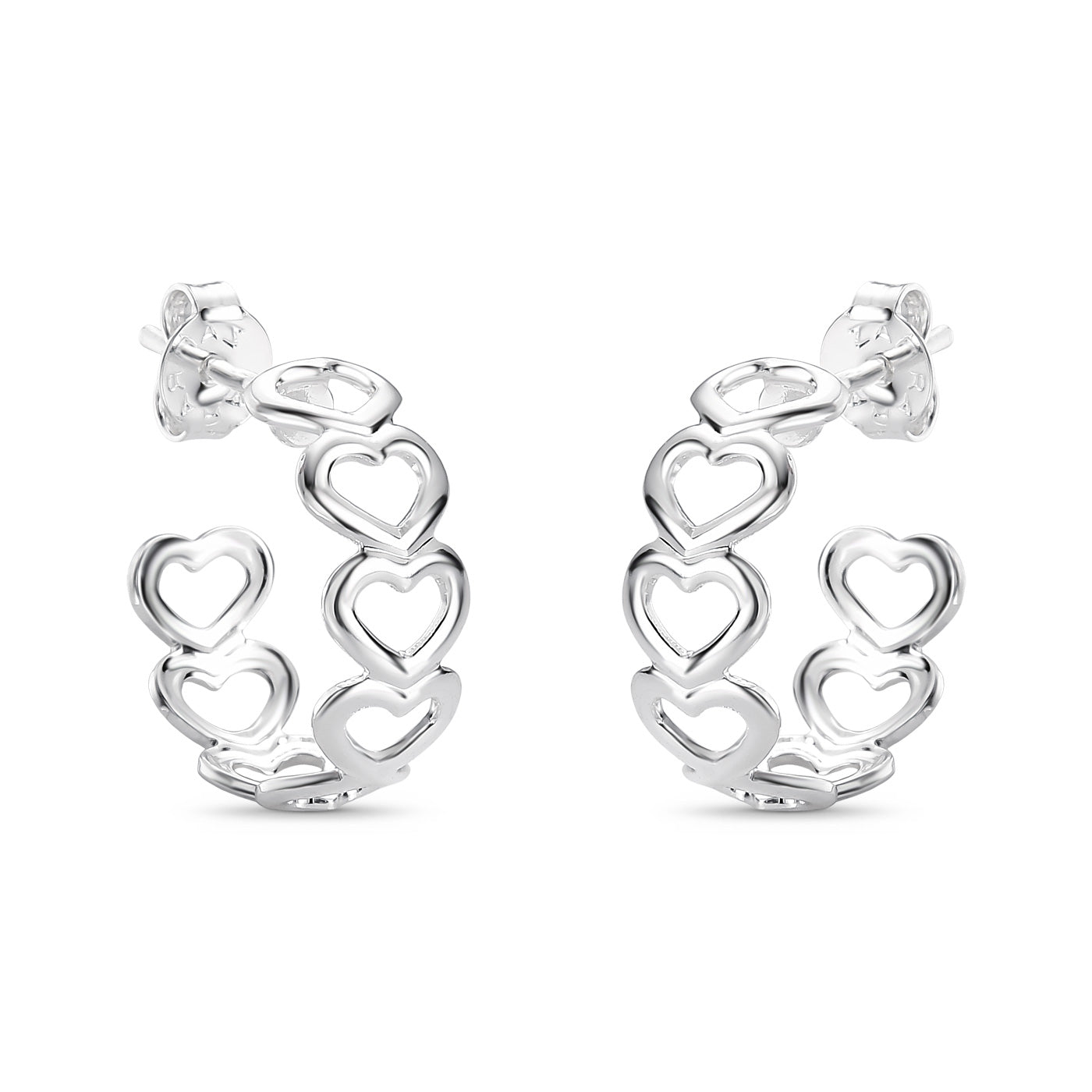 Argola Borda Coração Vazado Folheado a Prata