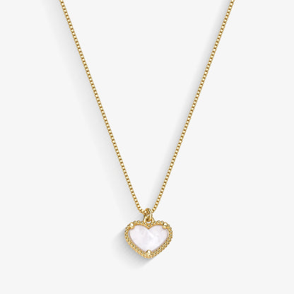Colar Coração Resinado Branco Folheado a Ouro18k