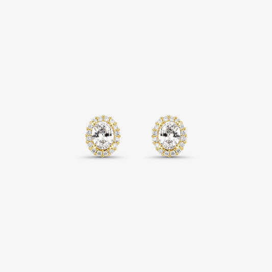 Brinco Pedra Cristal Folheado a Ouro 18k