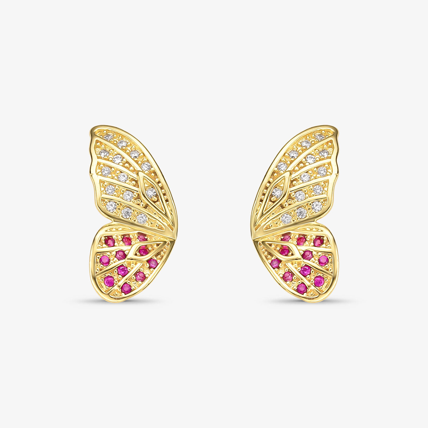Brinco Asa de Borboleta Cravejada Folheado a Ouro 18k