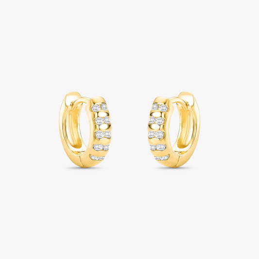 Argola Articulada Linhas Cravejada Folheado a Ouro