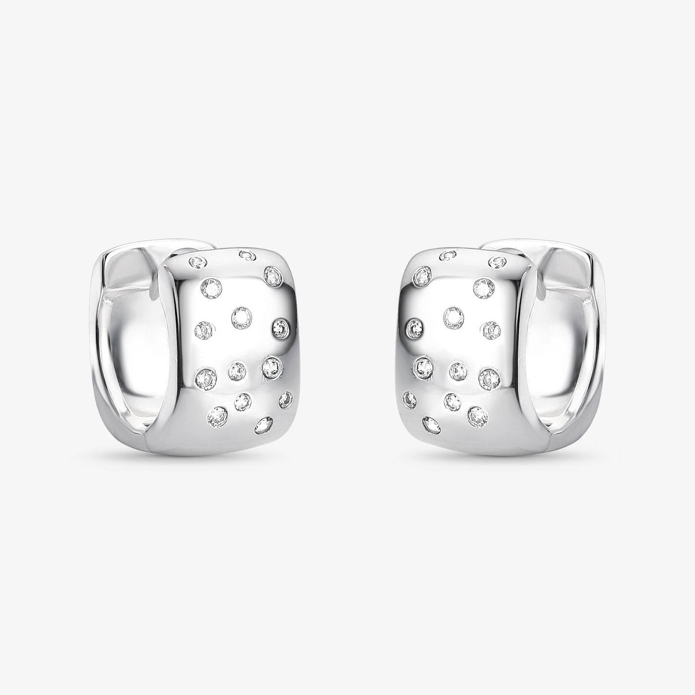 Brinco Argola Quadrada Pontilhada Folheado a Prata