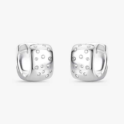 Brinco Argola Quadrada Pontilhada Folheado a Prata