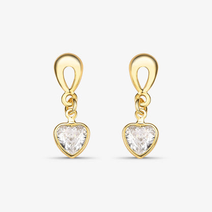 Brinco Coração Vazado Pendente Folheado a Ouro 18k