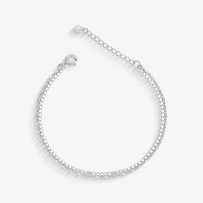 Pulseira Dupla Bolinha Achatada Folheado a Prata