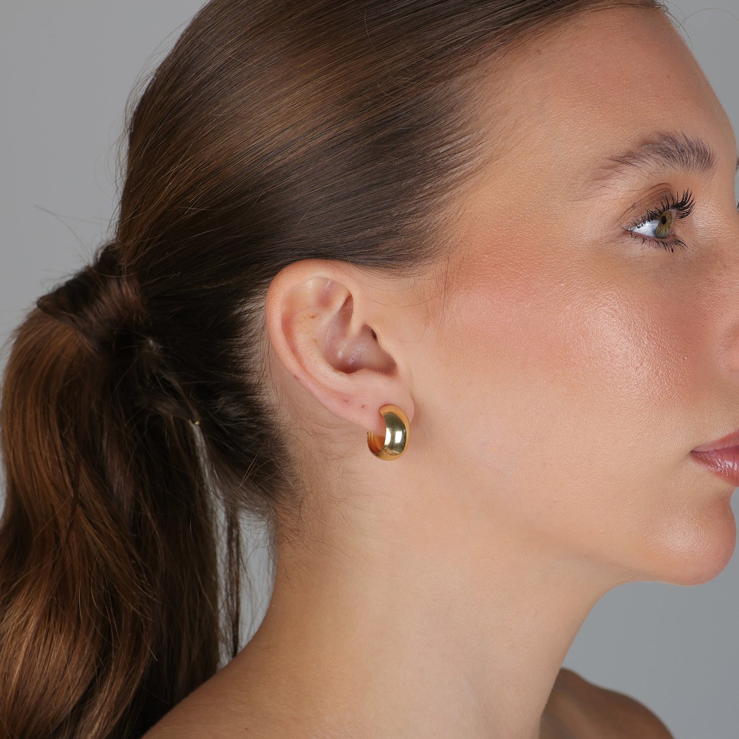 Brinco Argola Lisa 9mm Folheado a Ouro 18K