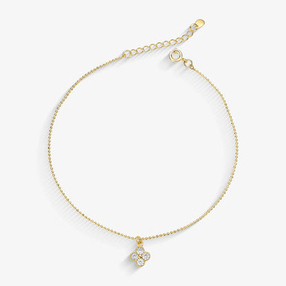 Tornozeleira Trevo com Zircônia Folheado a Ouro 18k