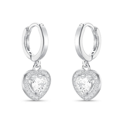 Brinco Coração Articulado Cravejado Folheado a Prata