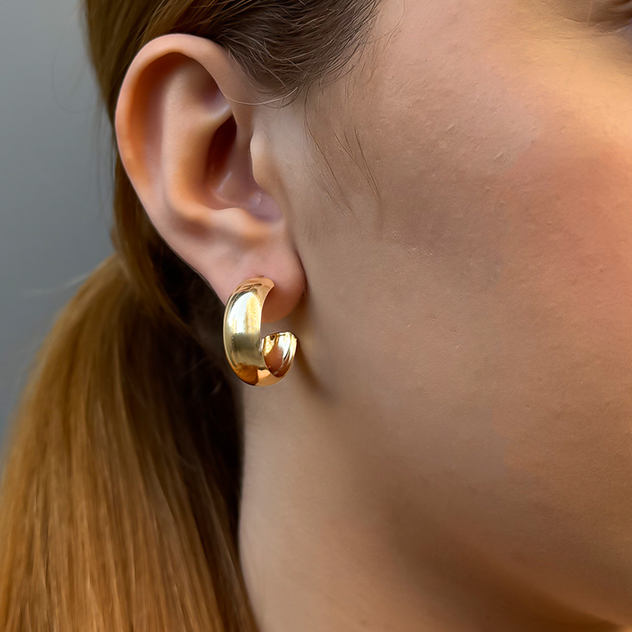 Brinco Argola Lisa Redondo com Tarraxa 22mm Folheado a Ouro 18k