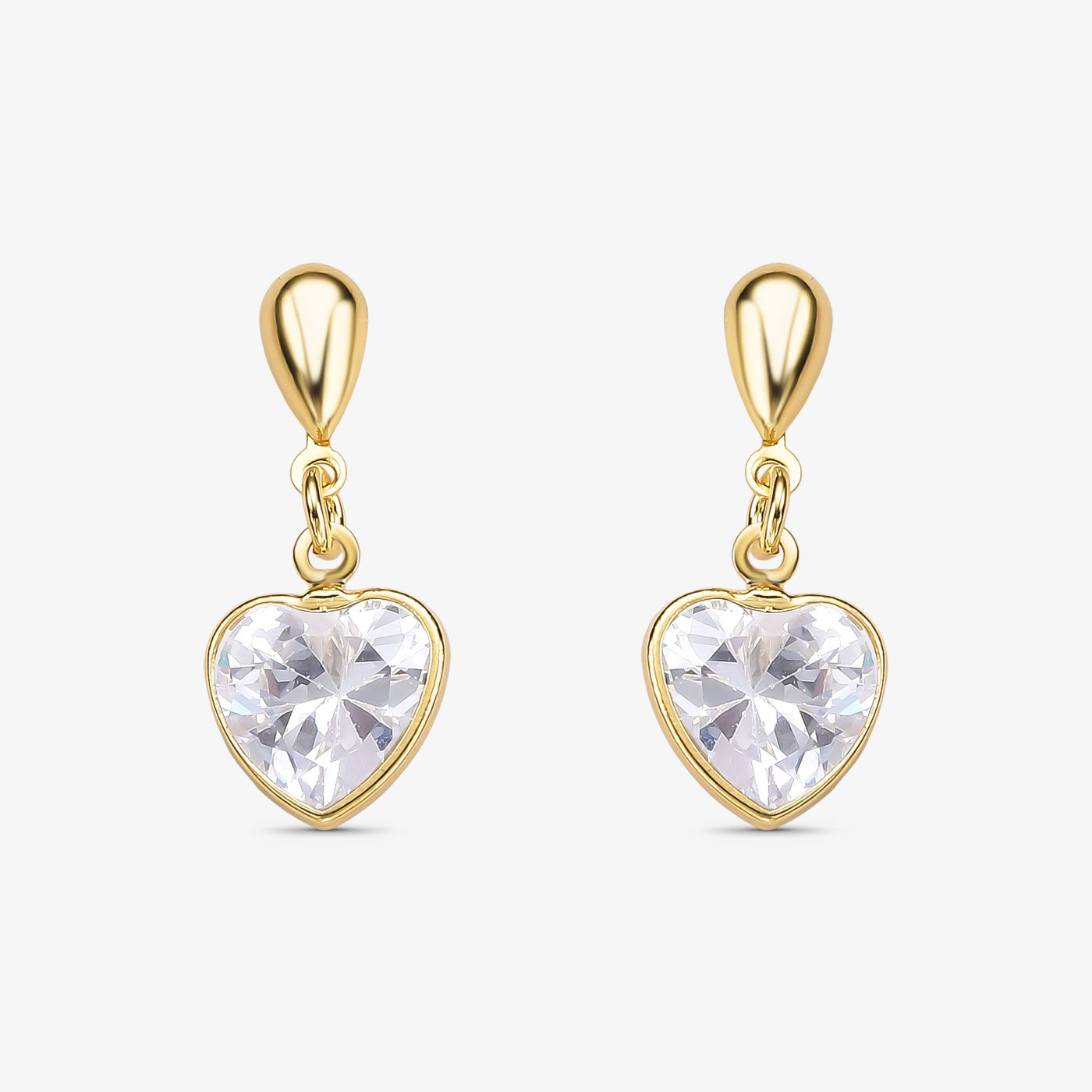 Brinco Coração de Cristal Folheado a Ouro 18K