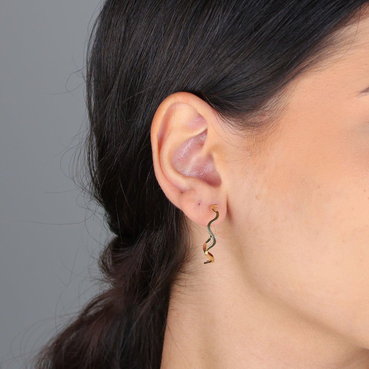 Brinco Argola Zigue-Zague 20mm Folheado a Ouro 18k