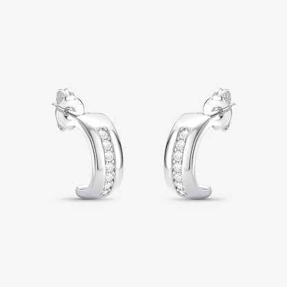 Brinco Argola linha de zircônia Folheado a Prata