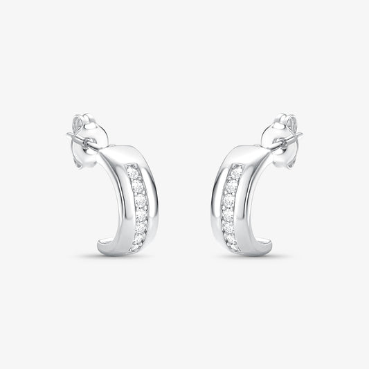 Brinco Argola linha de zircônia Folheado a Prata