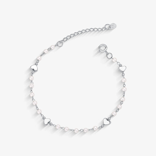 Pulseira Pérola e Corações