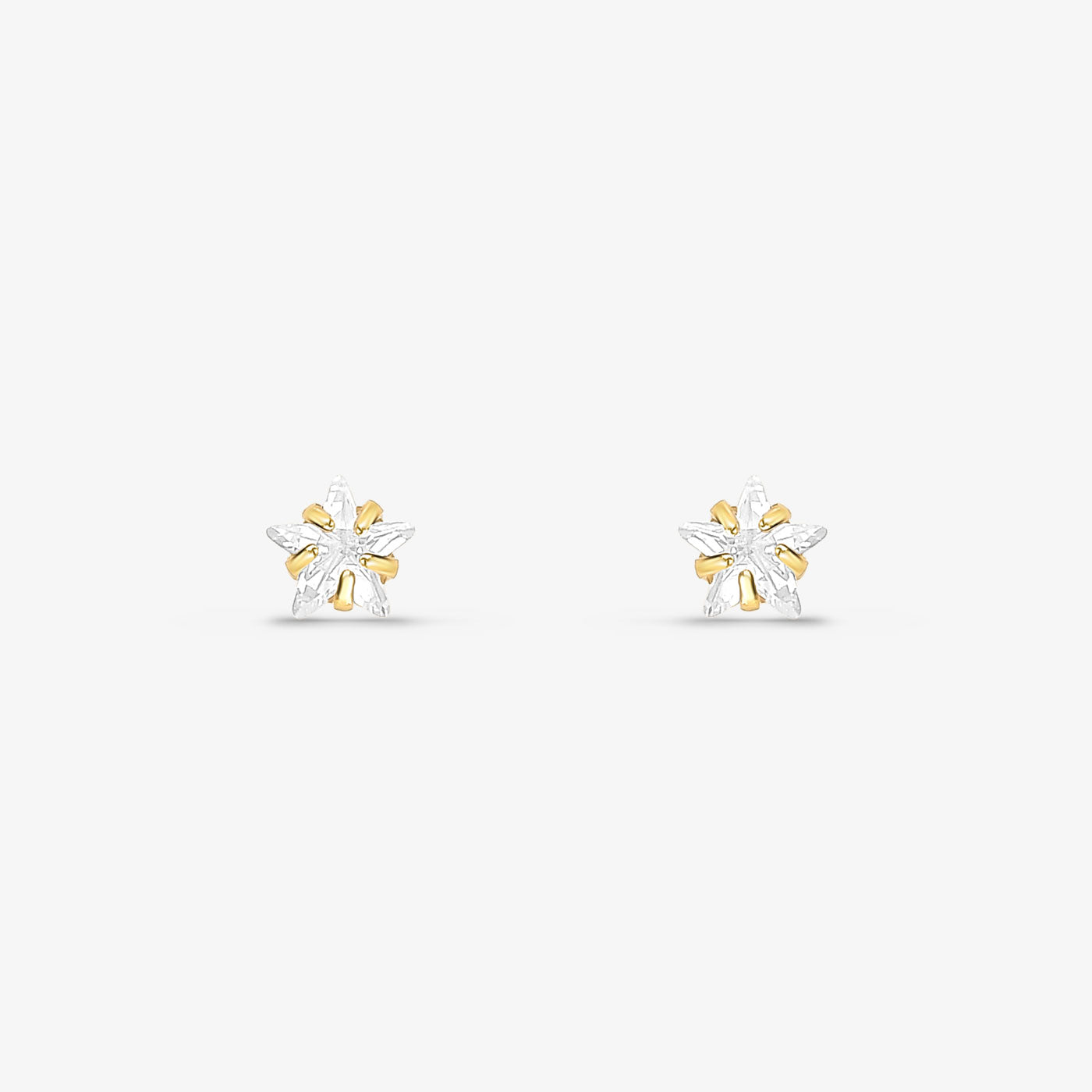 Brinco Zircônia Estrela 4mm Folheado a Ouro 18k