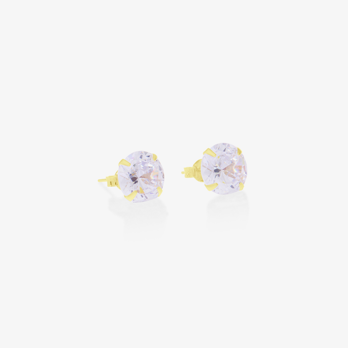 Brinco Zircônia Redonda 8mm Folheado a Ouro18k