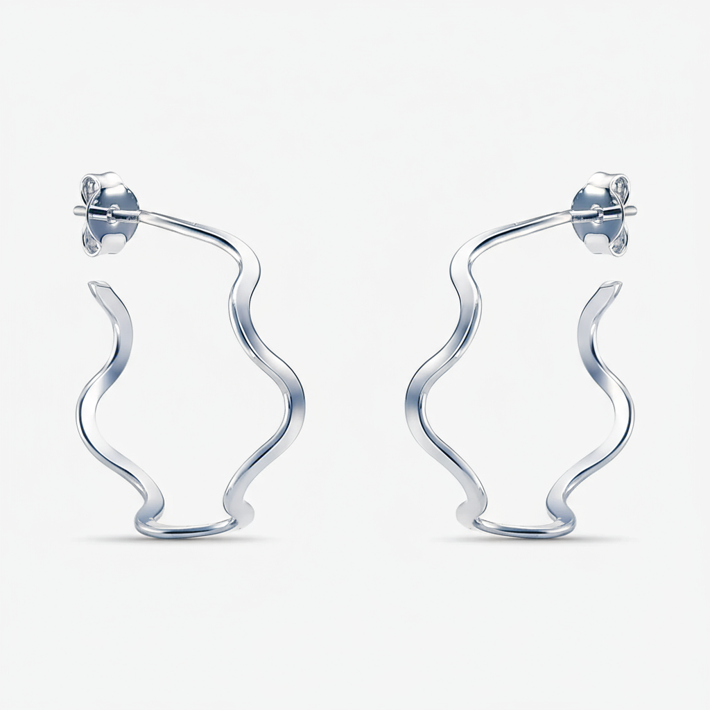 Brinco Argola Zigue-Zague 30mm Folheado a Prata