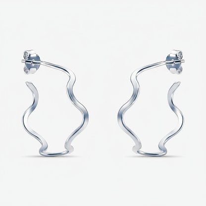 Brinco Argola Zigue-Zague 30mm Folheado a Prata