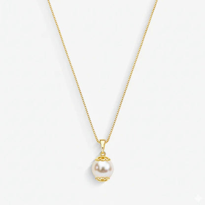 Colar Pingente de Pérola Onamentada com Flor Folheado a Ouro 18k