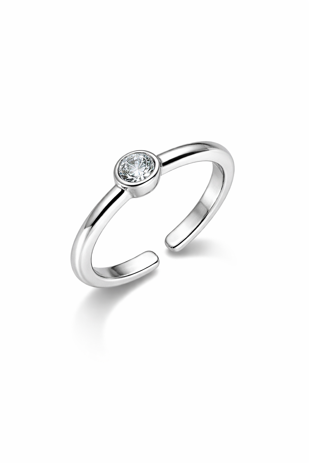 Anel Liso Ponto de Luz 4mm Folheado a Prata