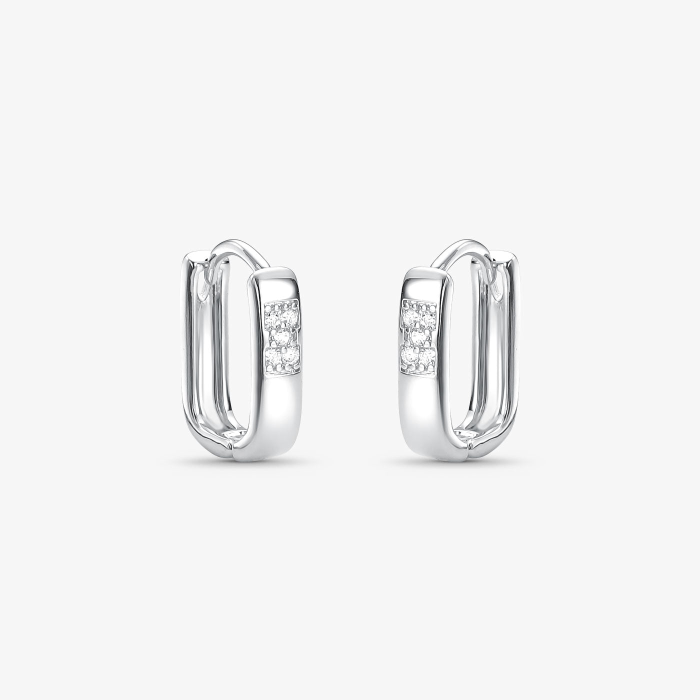 Brinco Argola Articulada com Zircônias Folheado a Prata