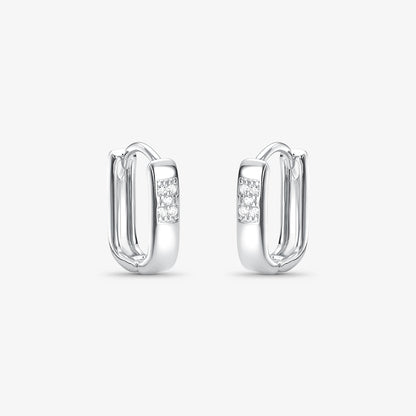 Brinco Argola Articulada com Zircônias Folheado a Prata