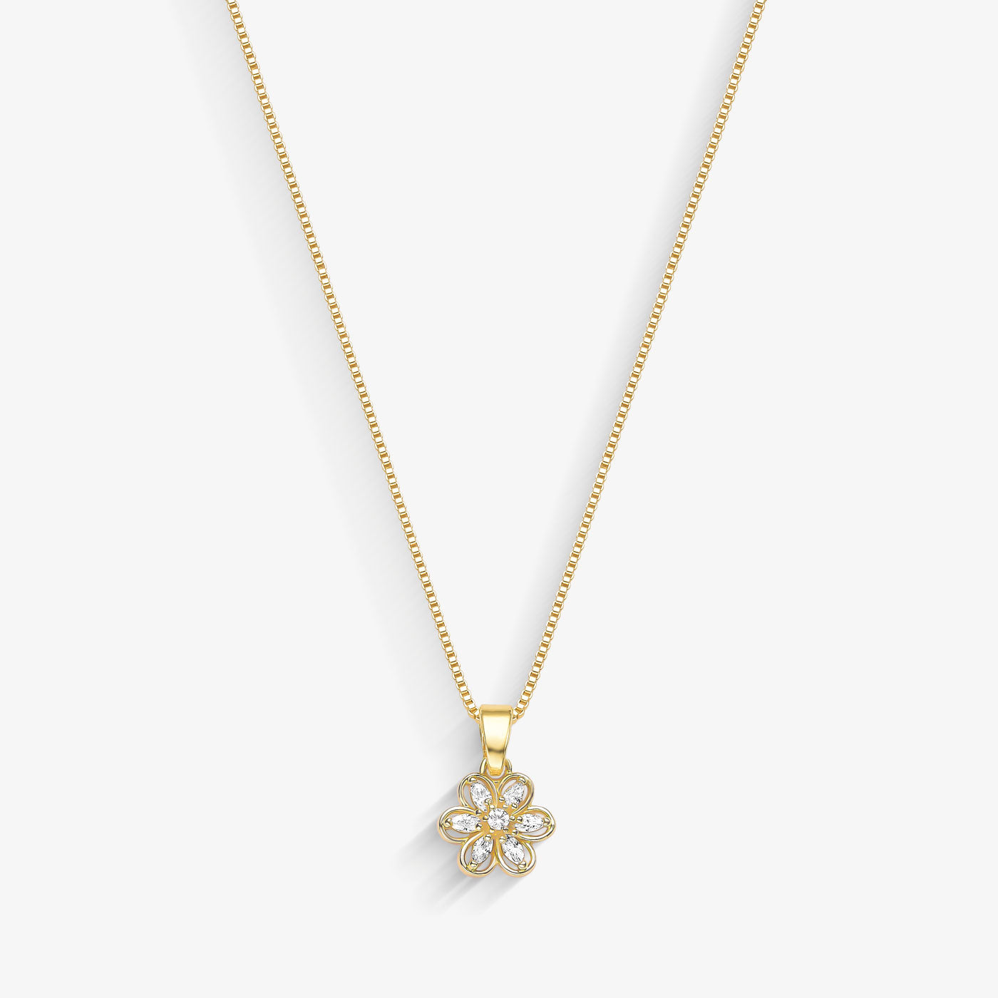 Colar Flor Pétalas de Cristal Folheado a Ouro 18k
