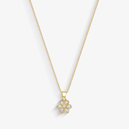 Colar Flor Pétalas de Cristal Folheado a Ouro 18k