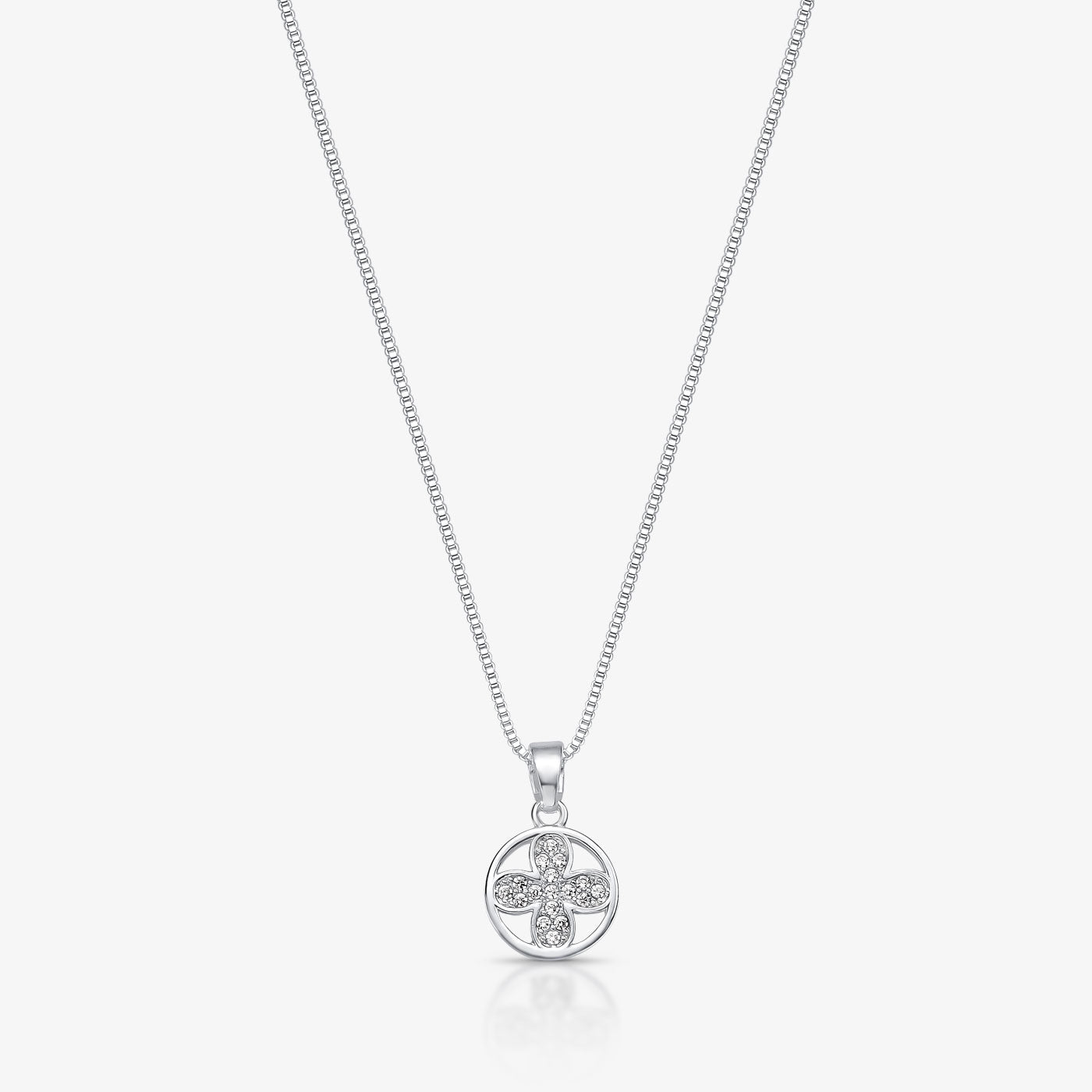 Colar Circulo Trevo Cristal Cravejado