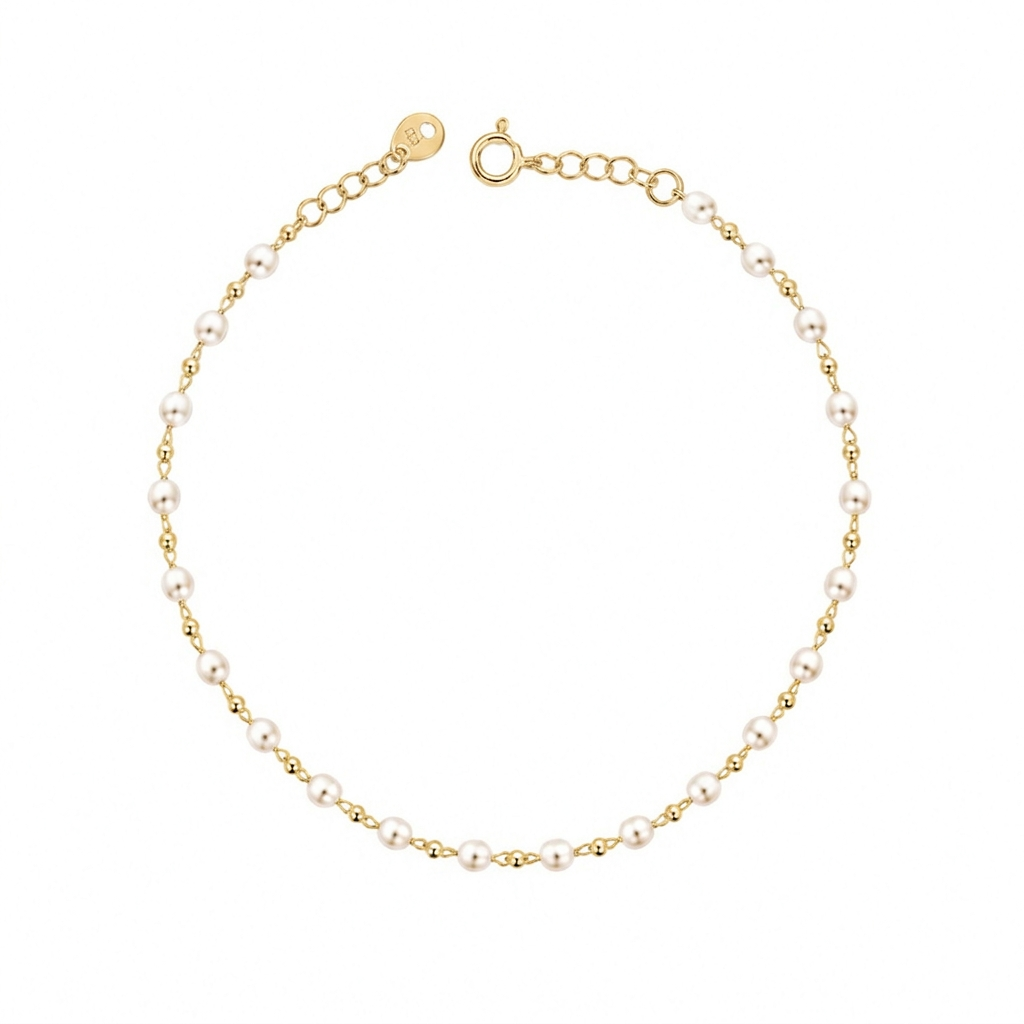 Pulseira Mini Pérola Folheado a Ouro 18k