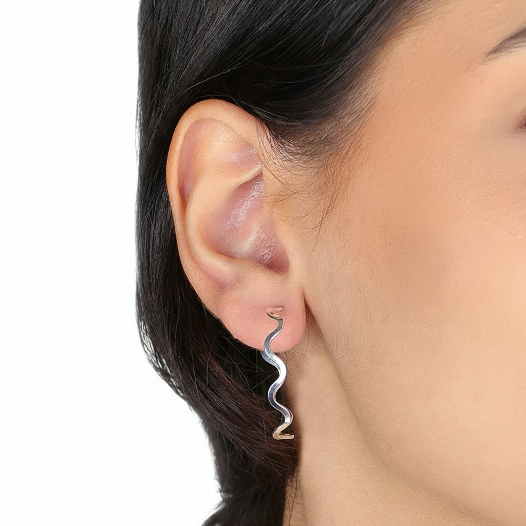 Brinco Argola Zigue-Zague 30mm Folheado a Prata