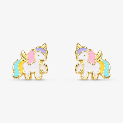 Brinco Infantil Unicórnio Folheado a Ouro 18k