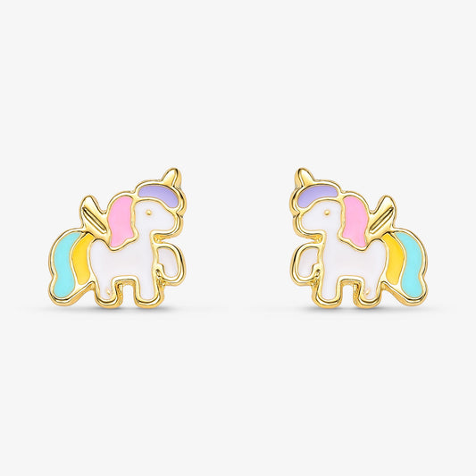 Brinco Infantil Unicórnio Folheado a Ouro 18k