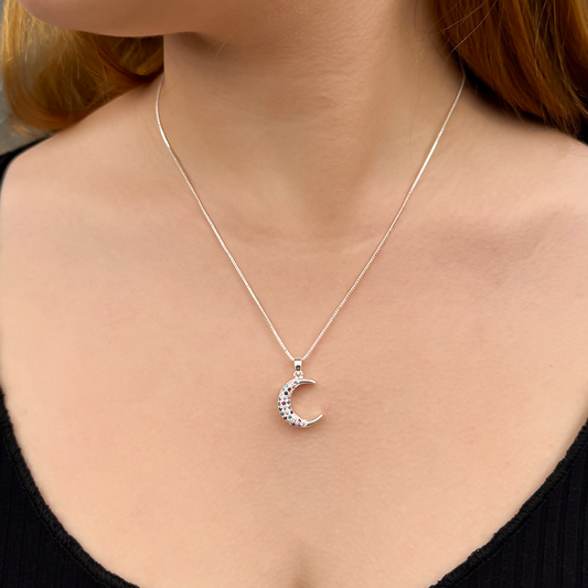 Colar Lua Colorida Folheado a Prata