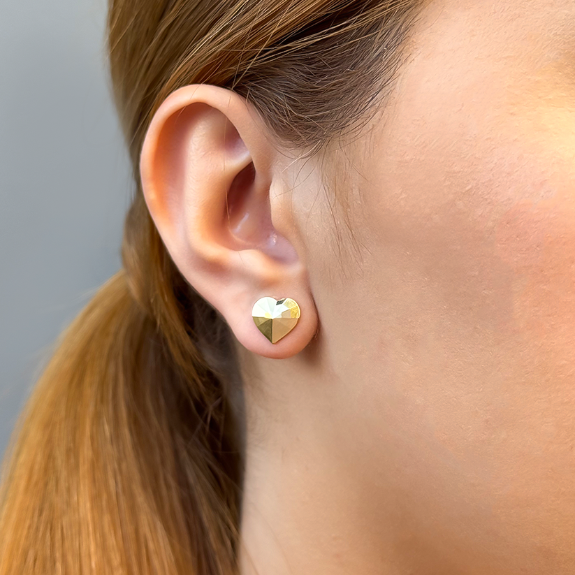 Brinco Coração Espelhado Folheado a Ouro 18k