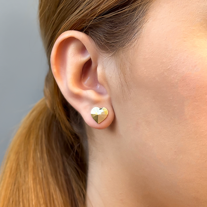 Brinco Coração Espelhado Folheado a Ouro 18k