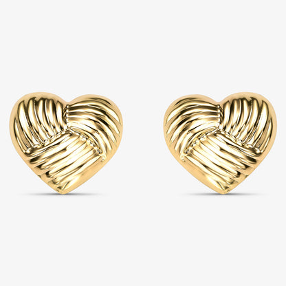 Brinco Coração Entrelaçado Oco Folheado a Ouro 18k