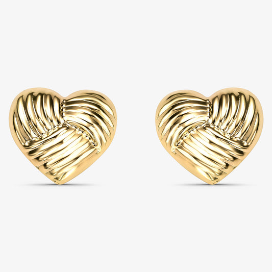 Brinco Coração Entrelaçado Oco Folheado a Ouro 18k
