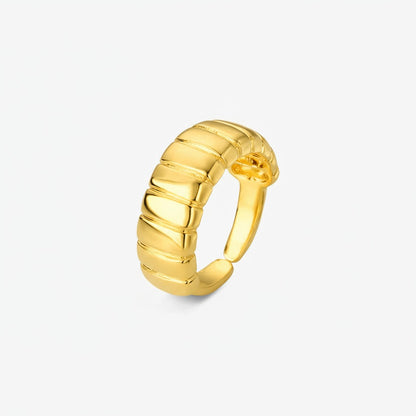 Anel Regulável Texturizado Folheado a Ouro 18k