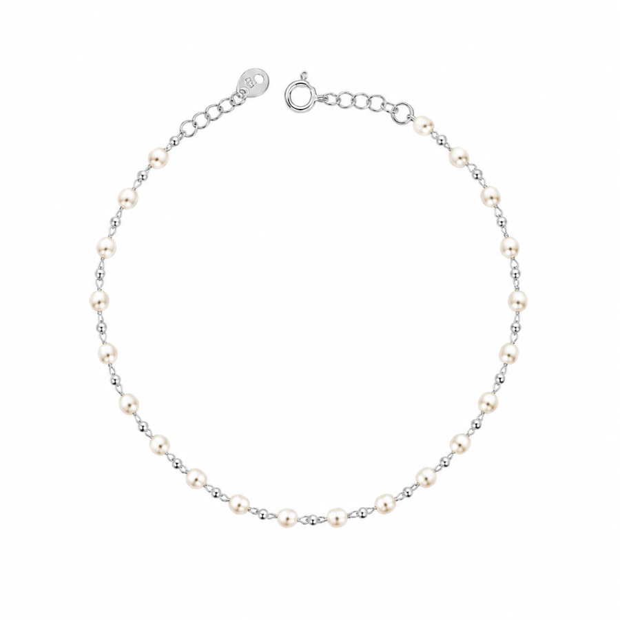 Pulseira Mini Pérola Folheado a Prata