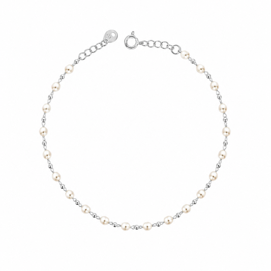 Pulseira Mini Pérola Folheado a Prata