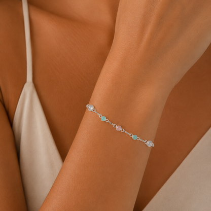 Pulseira Elo Português Colorido Folheado a Prata