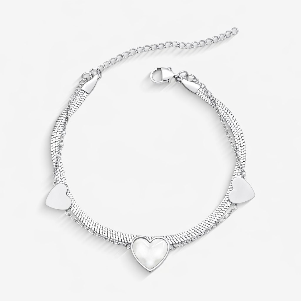 Pulseira Dupla Pingente Corações