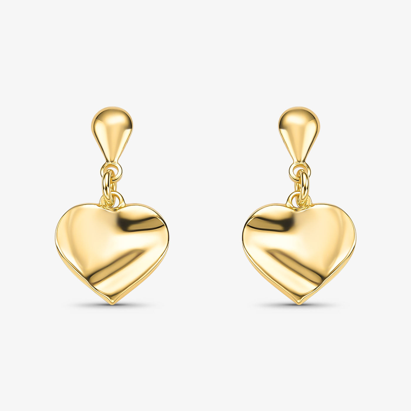 Brinco de Coração Liso Com Textura Folheado a Ouro 18k