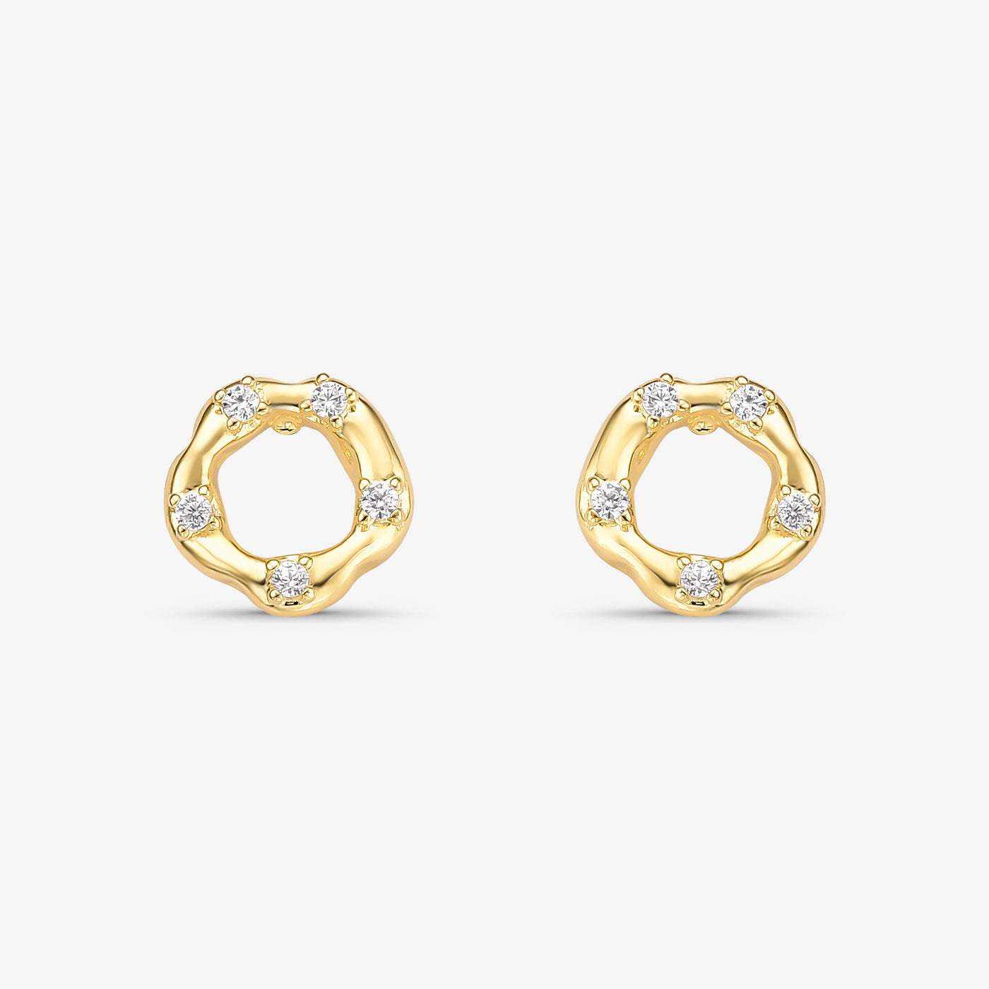 Brinco Circulo Irregular Folheado a Ouro 18k